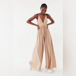 Urban Outfitters UO Gia Plunging Shimmer Jumpsuit